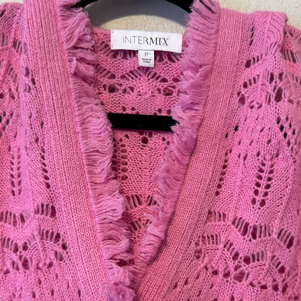 Intermix Oona Hooded Frayed Cashmere-Blend Sweater - Picture 2 of 5